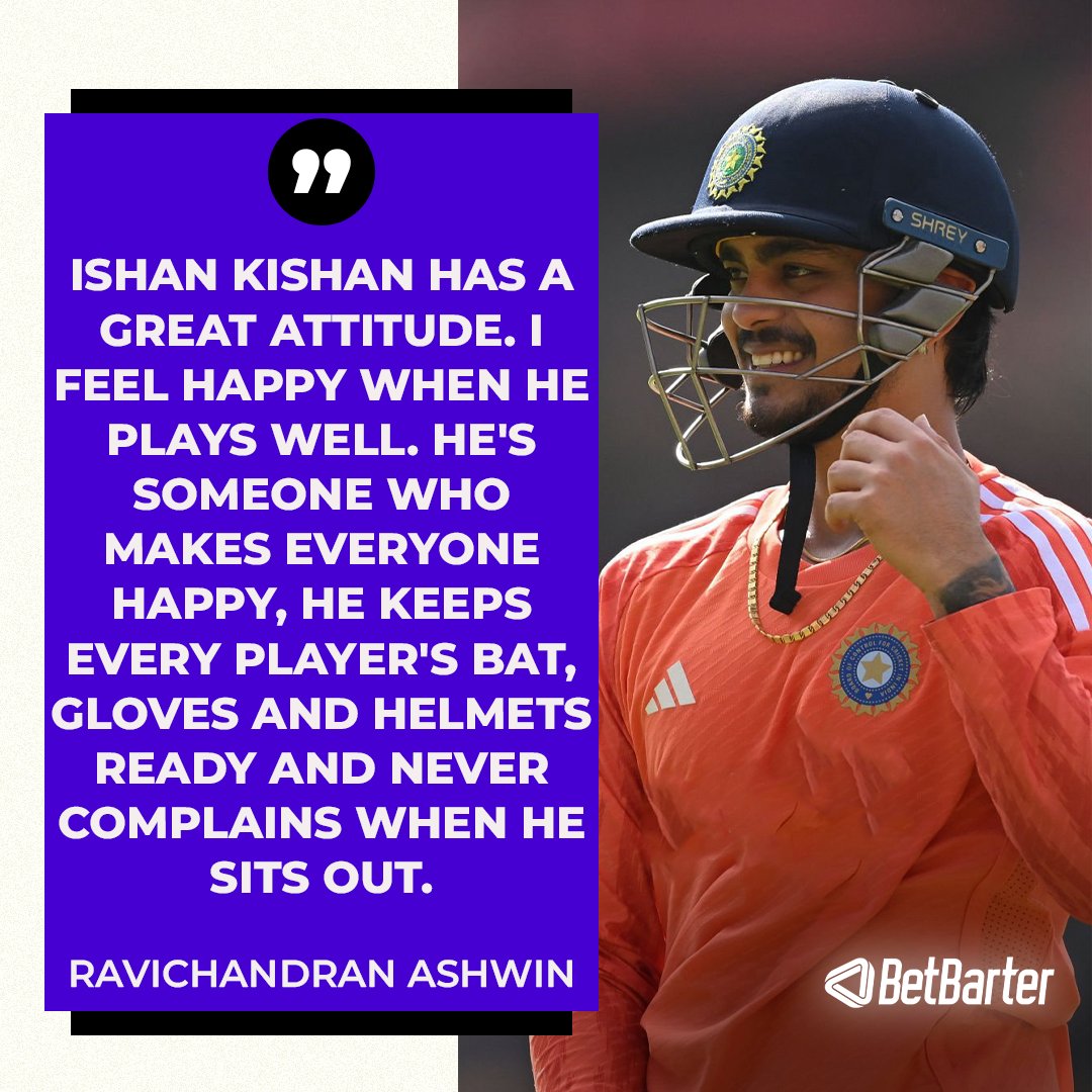 BetBarteronline's tweet photo. Ravichandran Ashwin is really impressed with Ishan Kishan's presence in the dressing room.

#IshanKishan #RavichandranAshwin #Cricket #India #Dressingroom #IndianDressingRoom #T20I #INDvsAUS #BetBarter https://t.co/Ysvu4ySpTu