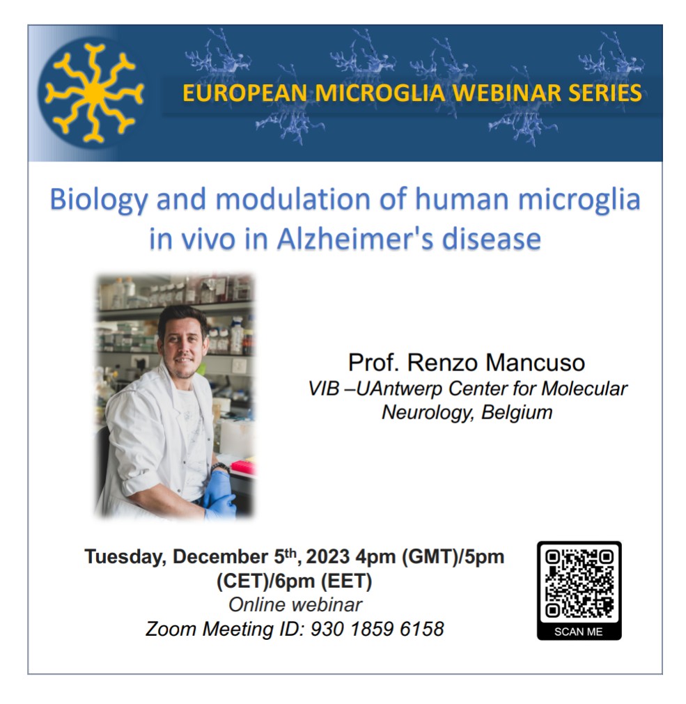 📢 New webinar coming soon 📢 Prof. Renzo Mancuso from @CMN_VIB will be our next speaker. Check all the information in the flyer and add it to your calendar! @MancusoRenzo