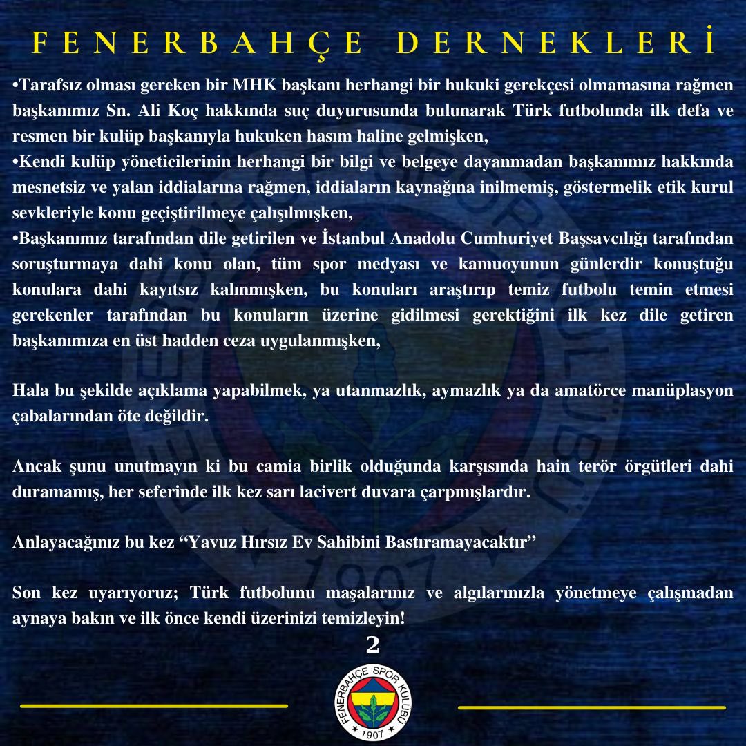 Yurtiçi ve yurtdışı Fenerbahçe Dernekleri ortak bildirisidir. #bodrum #bodrumfenerbahçeliler #tff #Mhk