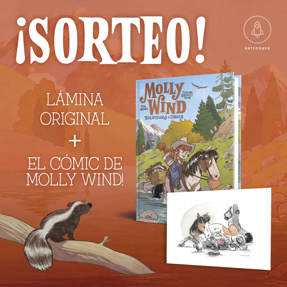 Os traemos un SORTEO muy especial; podéis conseguir el cómic de MOLLY WIND y una lámina original. Para participar:

✅ Sigue a <a href="/tonigalmesdibu1/">tonigalmesdibuixos</a>, <a href="/CatalinaGVilar/">Catalina González</a> y <a href="/EdAstronave/">Editorial Astronave</a>
 🔄 “RT” al post
 🙋‍♂️ Menciona a un amigo 
✍️Suscríbete a nuestra newsletter en editorialastronave.com