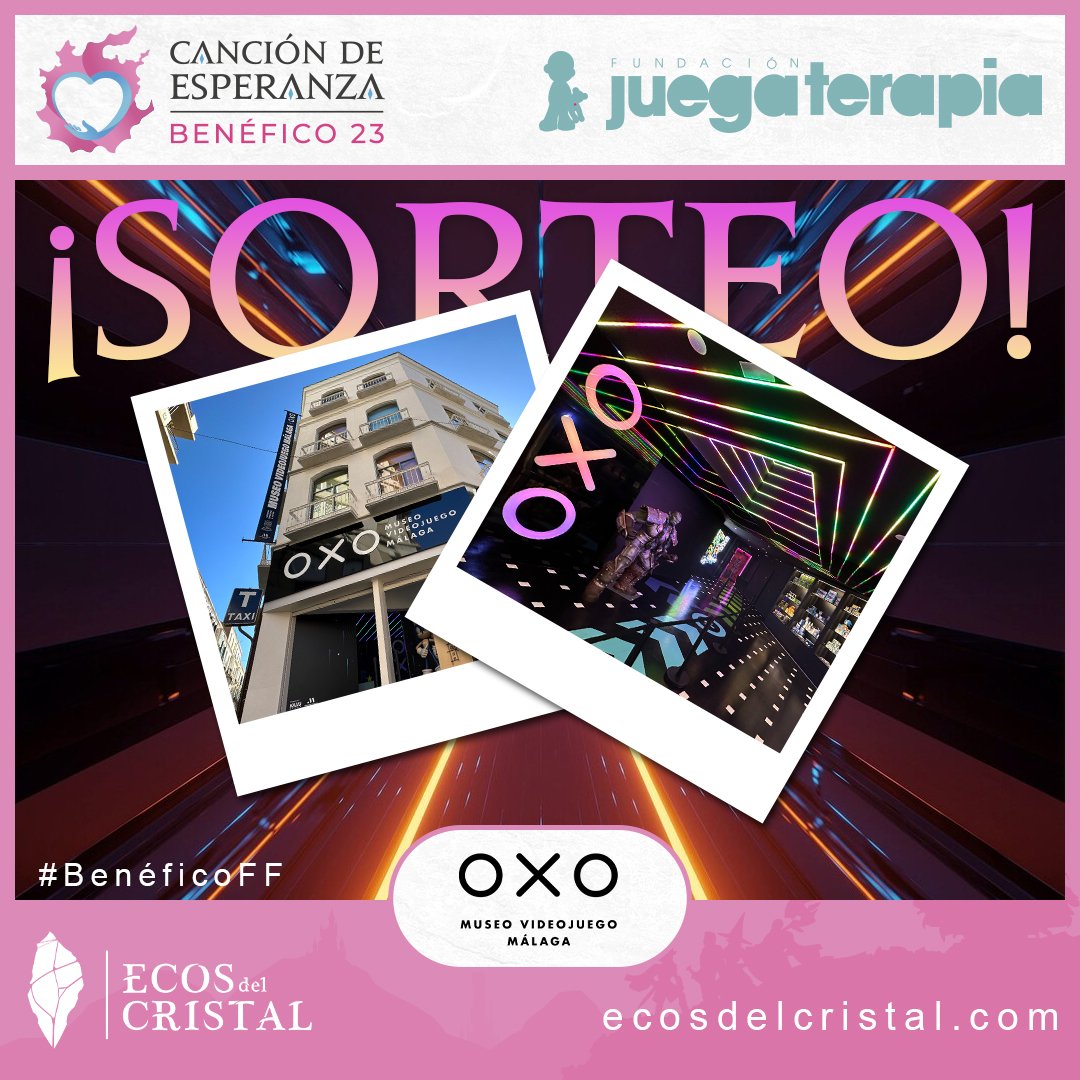 ¡Sorteo 10 entradas DOBLES para el Museo del Videojuego de Málaga <a href="/oxomuseo/">OXO Museo del Videojuego Málaga</a>!

Sorteo con motivo del evento benéfico de Final Fantasy para <a href="/juegaterapia/">Fundación Juegaterapia</a> 
Donaciones: tiltify.com/@ecosdelcrista…

¿Quieres ganar una entrada?

🔃 Haz Retweet
✅Síguenos
☑️Sigue <a href="/oxomuseo/">OXO Museo del Videojuego Málaga</a>
📝Etiqueta a un