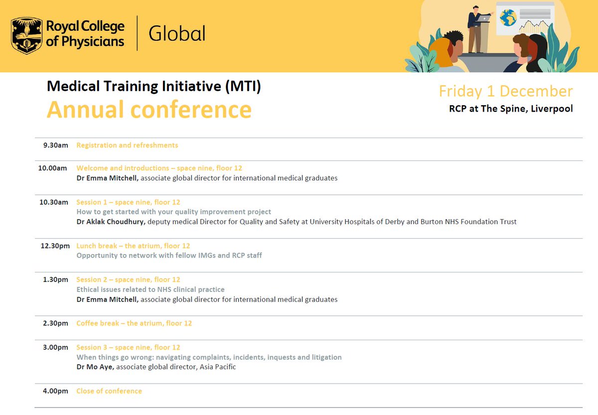 Delighted to support the Global Medical Training Initiative #MTIConf23 this Friday <a href="/RCPhysicians/">Royal College of Physicians</a> Liverpool. Just 3 days away. 

Looking forward to meeting our fantastic international doctors for our morning Intro to QI workshop.  

#QItwitter
#ContinuousImprovement