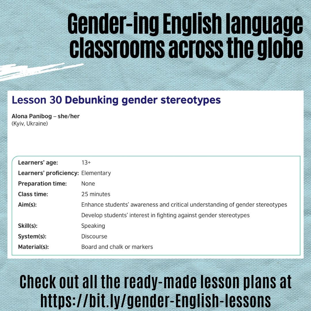 'Debunking gender stereotypes' shows how you can get your elementary English language students to talk about and critically consider gender stereotypes. This lesson plan and several others can be downloaded for free at bit.ly/gender-English…. @TeachingEnglish