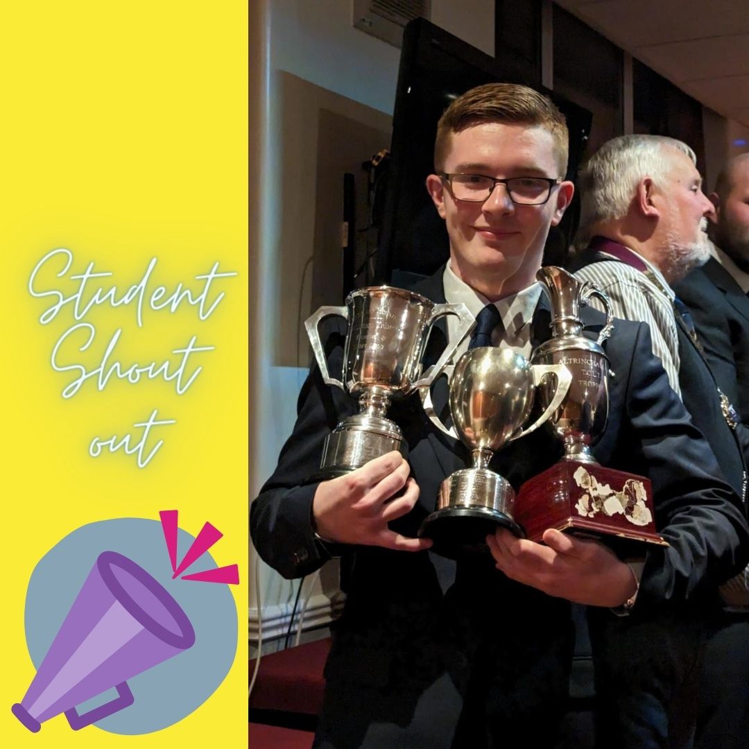 bthcc_college's tweet photo. 🔊STUDENT SHOUT OUT 🔊
This is our superstar, sixth former, golfer ⛳, Oliver who recently won 3 🏆's. The Trafford Leisure trophy, The Geoff Gibson trophy and the net average over the season trophy. WOW! We are very impressed! 👏👏👏
#studentshoutout https://t.co/ASPHSGdhOm
