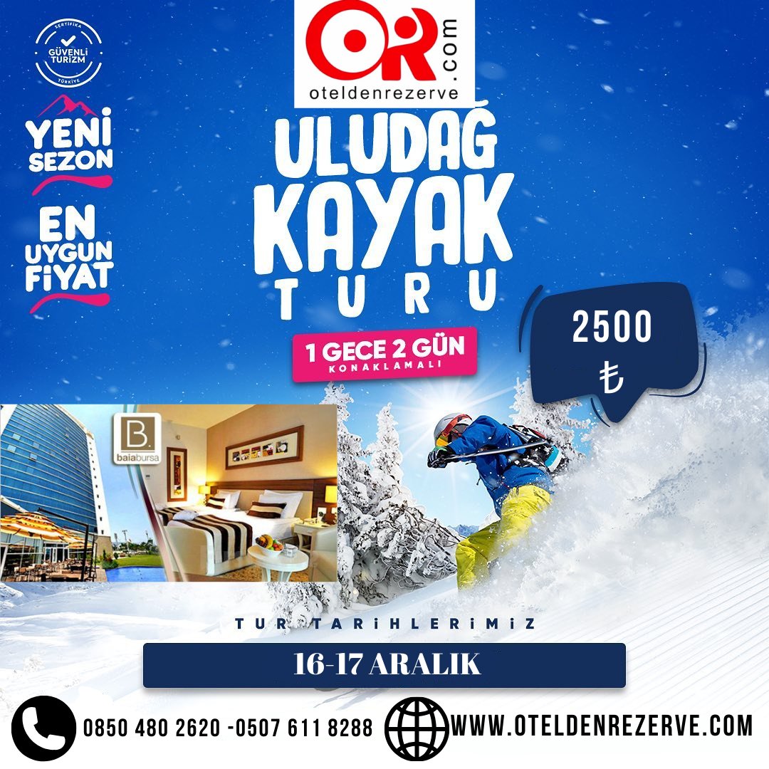 Bu kış Bursa & Uludağ turu ile kendinizi şımartın❄ 👨🏻‍💻oteldenrezerve.com #izmir ℹ️Detaylı Bilgi Ve İletişim ☎️0850 480 26 20 📞05076118288