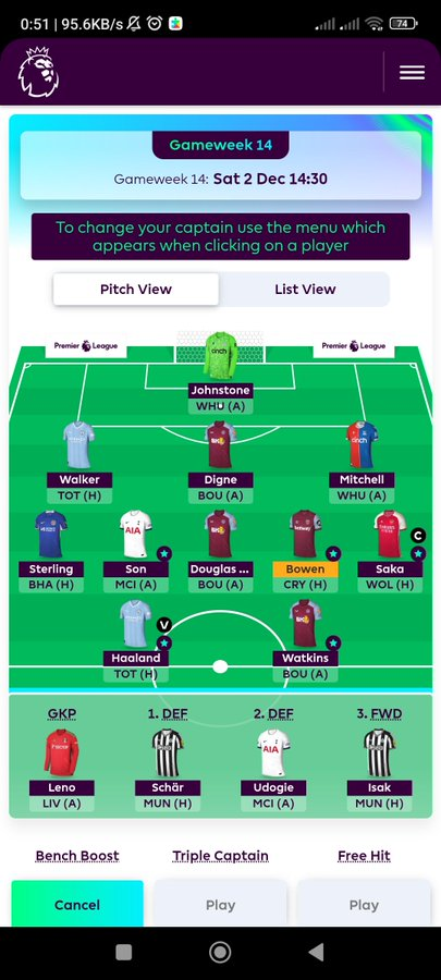 Richardneymar69's tweet photo. I really need advice from a good player. Is this a good bench boost or should i cancel it. #flp #pleasehelpme #Igetnopointsinmyfpl #tyrickmitchell #kylewalker https://t.co/Z7CmeHyx69