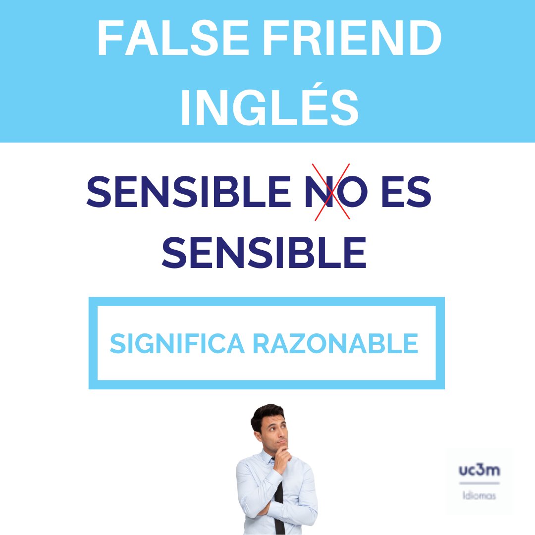 IdiomasUC3M's tweet photo. ❌Sensible en inglés no es sensible.
Entonces, ¿Qué significa realmente esta palabra?
Te lo contamos aquí 👇#PlayingFalseFriends https://t.co/Dx0Kg5Yqx7