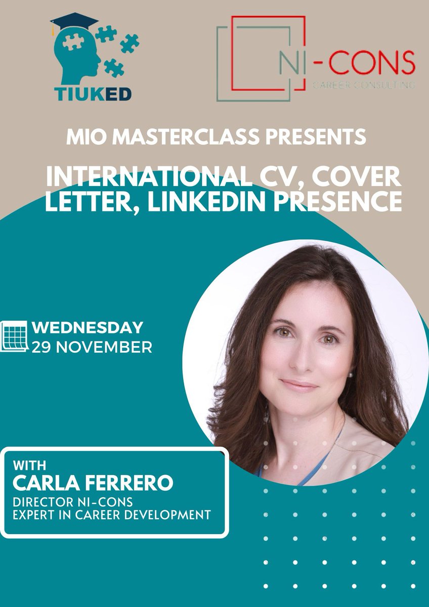 Al via la prima masterclass MIO con @FerreroCarla nostro mentore ed esperta in carrer development 🙌🏻

 #carrierdevelopment @Ni_Cons #mentoring #internationalopportunity