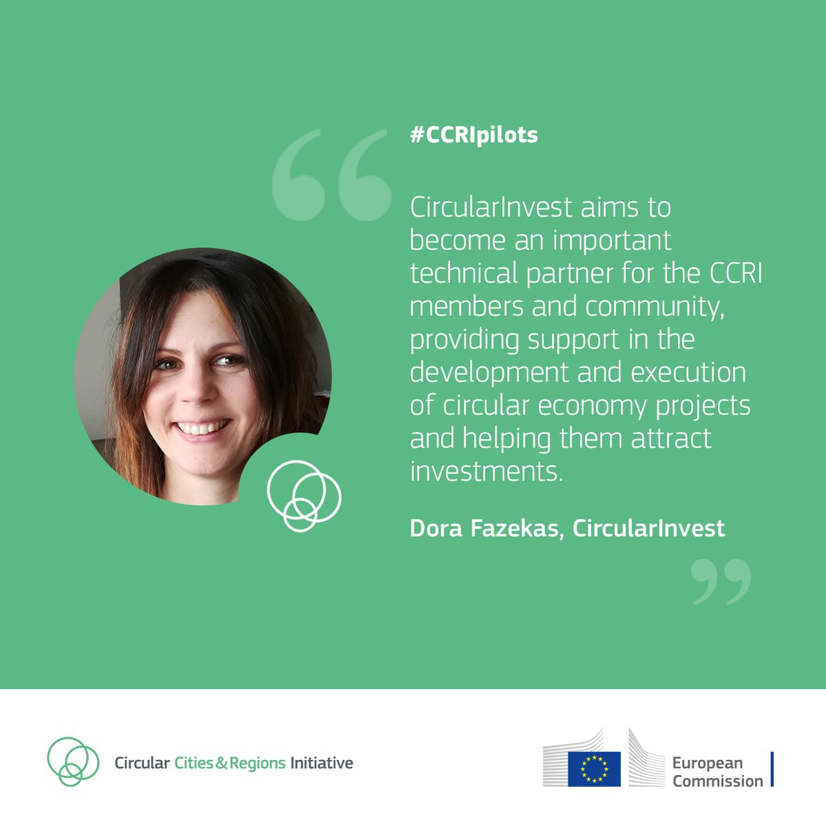 EUScienceInnov's tweet photo. In this month’s #CCRIEurope stakeholder interview, Dora Fazekas speaks about @CircularCityEU, tailored support it offers to circular projects around Europe and about Circular Investment Readiness Network.
➡️ Explore it here: https://t.co/y0LgVJHUgi
#CCRIprojects https://t.co/oPvplEZxTa