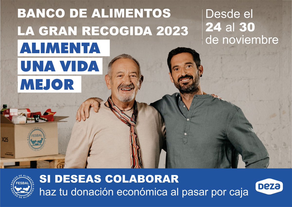 Nos quedan dos días todavía para colaborar con la Gran Recogida para el Banco de Alimentos. Puedes hacer tu donación al pasar por caja en los establecimientos de nuestro patrocinador DEZA Calidad. Un pequeño gesto puede ayudar a mucha gente