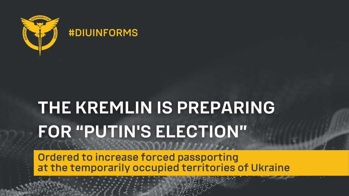 DI_Ukraine's tweet photo. #DIUinforms

🗳️ The kremlin is preparing for “#putin's election” - ordered to increase forced passporting at the temporarily occupied territories of #Ukraine

🔗 https://t.co/JcqwzGOGPB https://t.co/O9eWVESttW