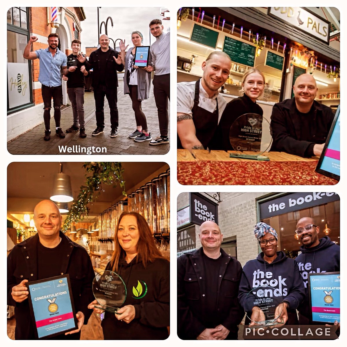 Well done to The Book Ends, Harley’s Barbers, The Green Cove and Odd Pals who’ve all been awarded Pride in Our High Street ‘High Street Hero’ awards! 📸 from Telford & Wrekin .
.
#GBHighSt #Telford #Wellington #lovewellington