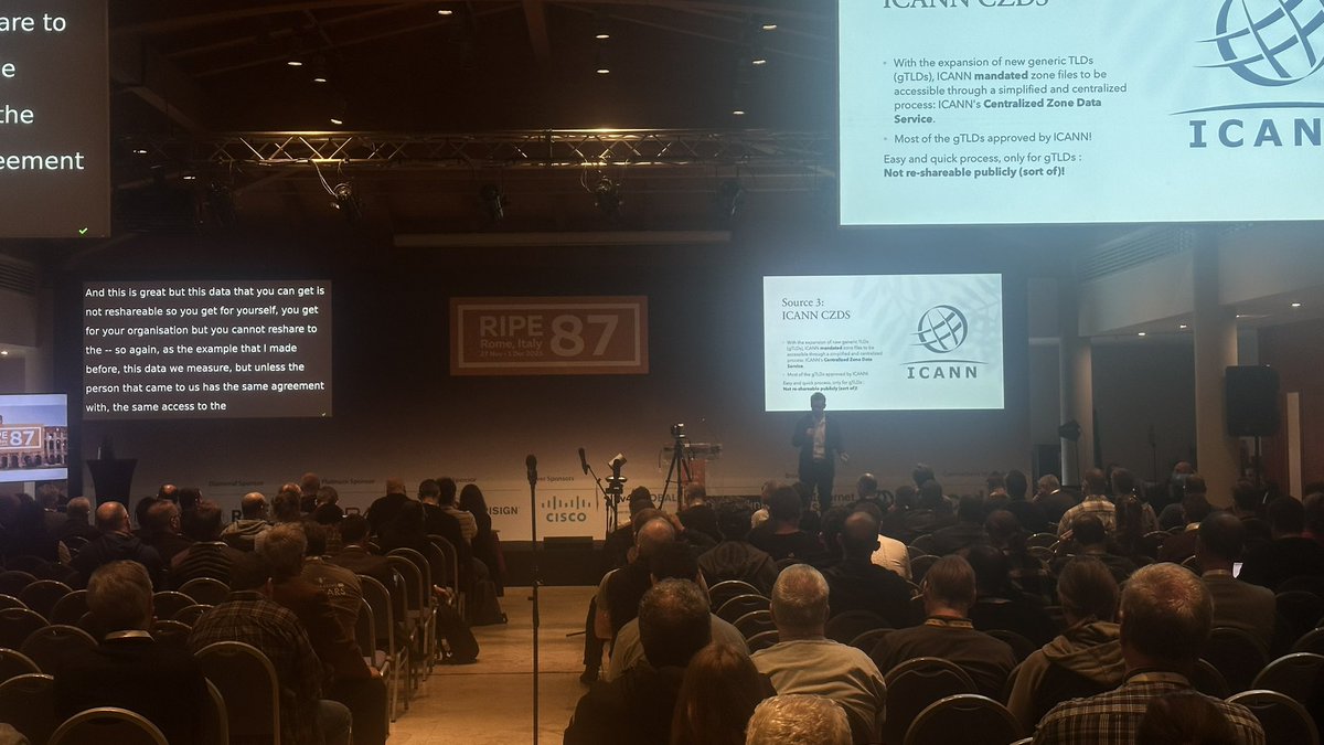 Great talk on ccTLDs and public data by <a href="/RaffySommy/">Raffaele Sommese</a> at <a href="/ripemeeting/">RIPE 91 - Bucharest, Romania</a> 🤩🇮🇹

#RIPE87