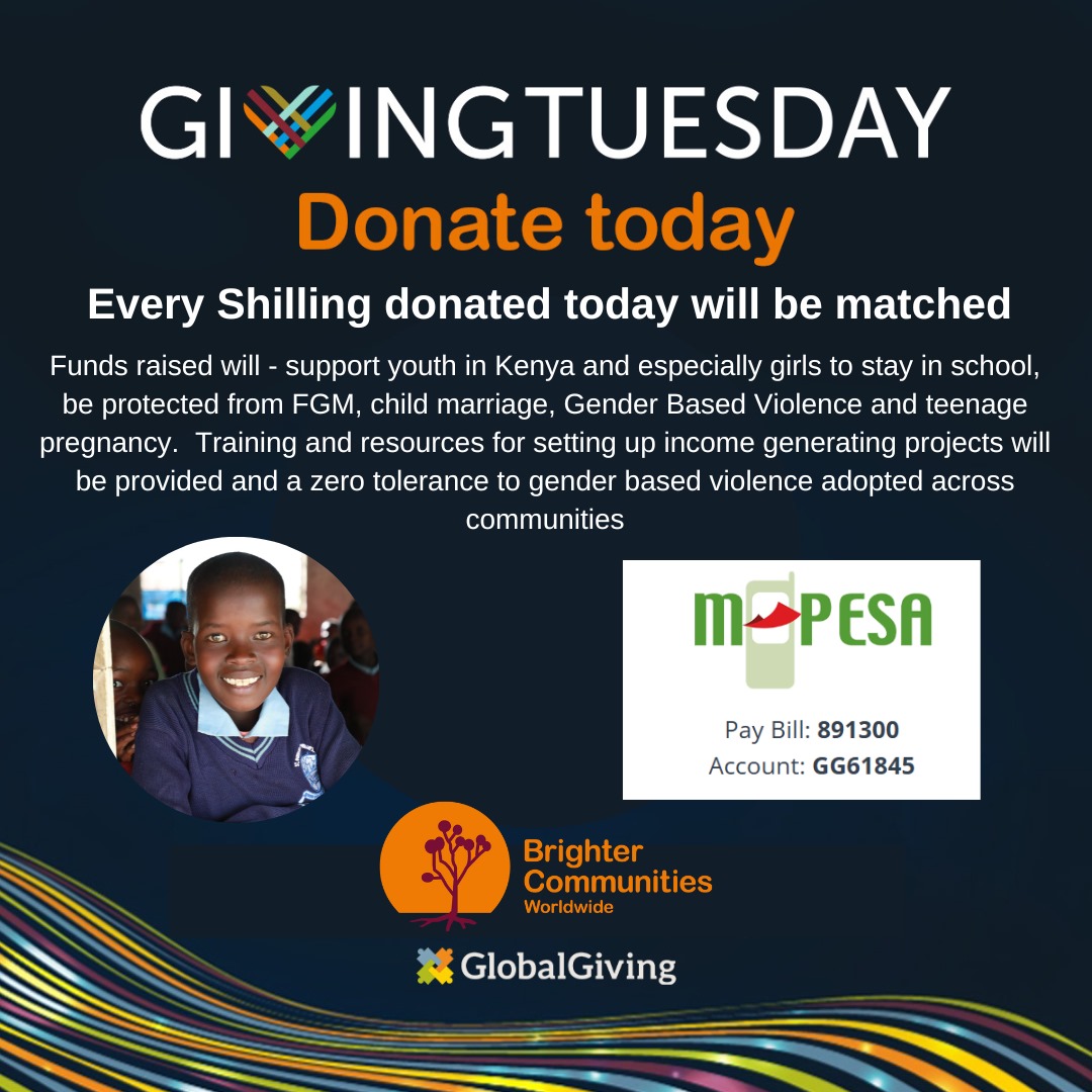 Our biggest fundraising day of the year - Giving Tuesday - all donations matched up to 100% for 24 hours.  Please like, share and donate.  It all adds up tomake an incredible difference!
goto.gg/61845 @4abrighterworld @GivingTuesdayKe @GlobalGiving #16DaysOfActivism2023