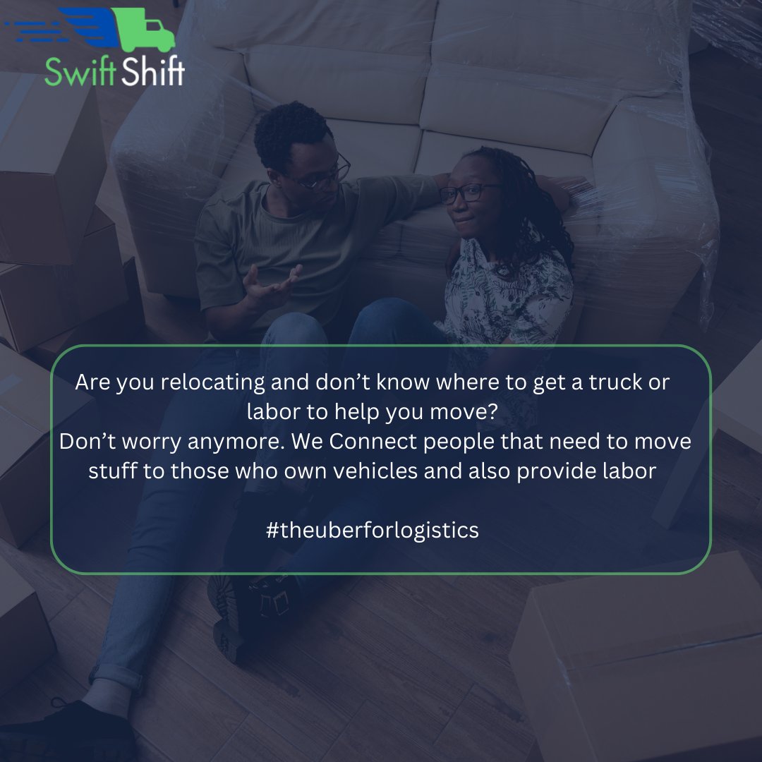 hillary_chege1's tweet image. Moving made easy! 🚚 Don’t stress about finding trucks or labor for your relocation. Swift Shift connects you with reliable vehicles and skilled labor to make your move seamless. Say goodbye to moving worries! 🌟 #SwiftShift #MovingSimplified #UberForLogistics