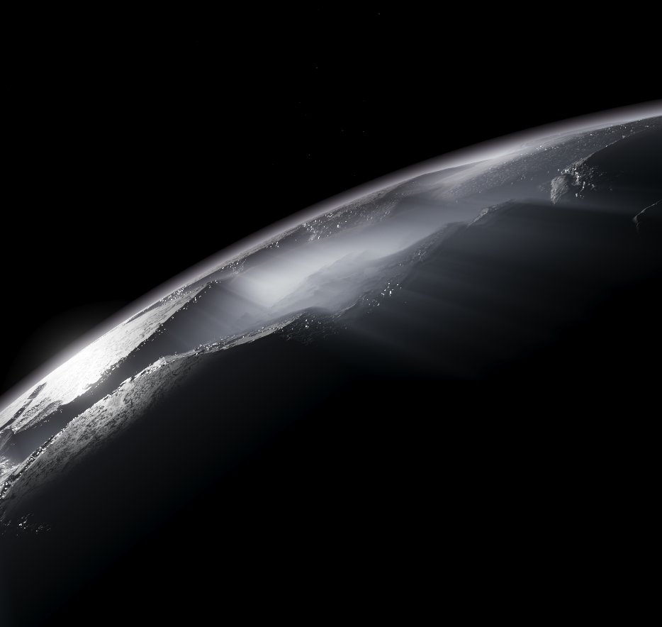 Experimenting with the alpha of #GeoGen from #JangaFX. Some kind of a fractured #moon with highly improbable thin atmosphere and very high cliffs.