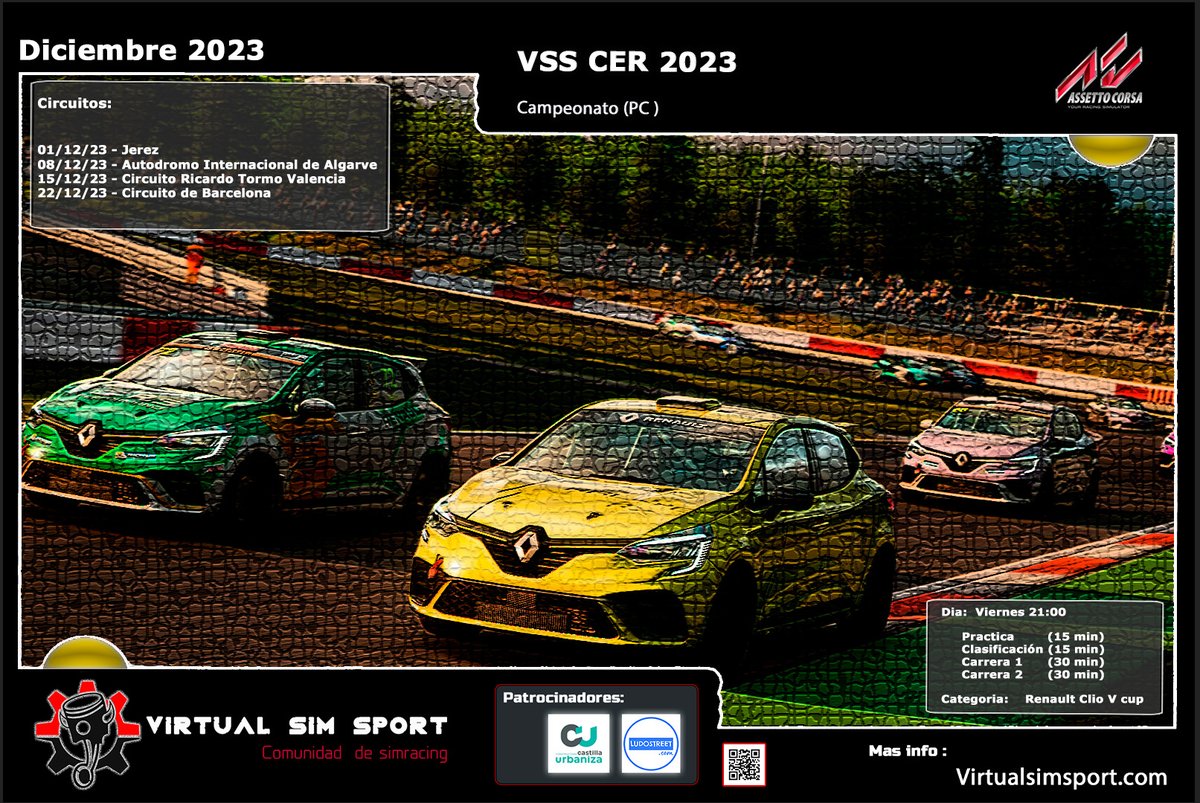 VirtualSimSport's tweet image. Proximo campeonato de la comunidad en el simulador AC ... os esperamos. Mas info en nuestra web: virtualsimsport.com