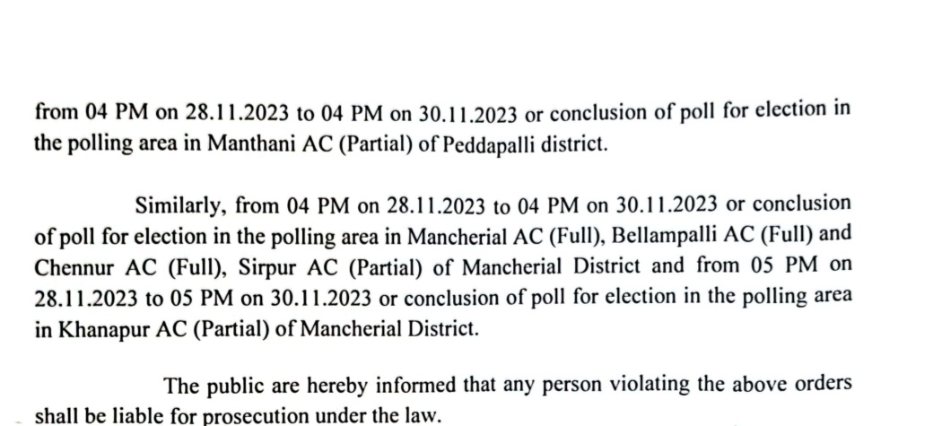 Promulgation of orders under section 144 CrPC. Some instructions on 'Silence Period'. #TSLA2023