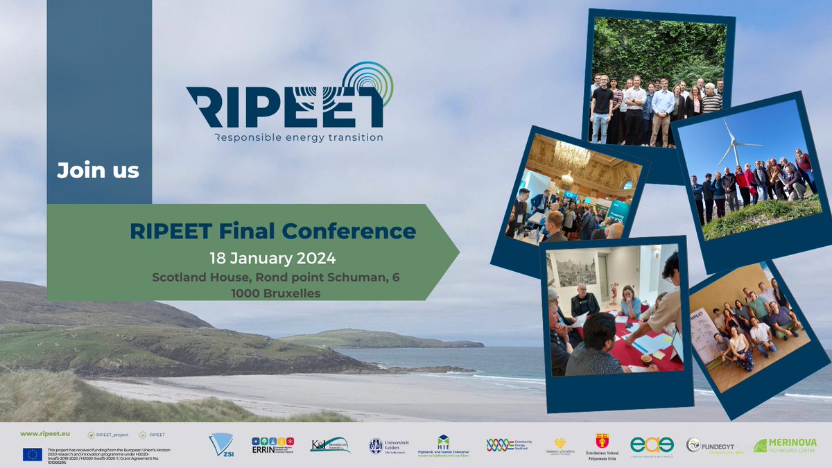 Save the date: 18/01 🗓️
Join us in BXL for the RIPEET closing chapter reflecting on the pivotal role of #EUregions in co-creation processes. Learn how the project utilized #RRI to boost stakeholder engagement in the energy transition. ⚡️
Register now 👉t.ly/ETtF3