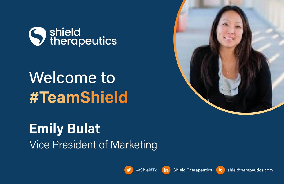 ShieldTx's tweet image. We are excited to welcome Emily Bulat to #TeamShield as our new VP of Marketing.
 
Bringing over 20 years of experience as a marketing leader in the pharma/biotech industry. 
 
Great to have you on the team Emily!