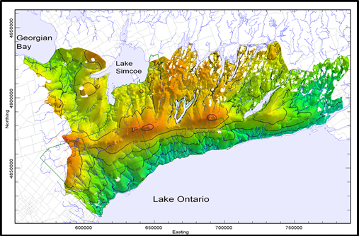 GreenbeltAllies's tweet photo. Modeling shows ground water resources in this Oak Ridges Moraine + Greenbelt region. 250,000+ people depend on well water. The moraine is similar to a Brita filter, snowmelt + rain replenish the aquifers. If we pave + develop over it you are capping it. FOREVER. #SaveDontPave https://t.co/9YoVTVVmPd