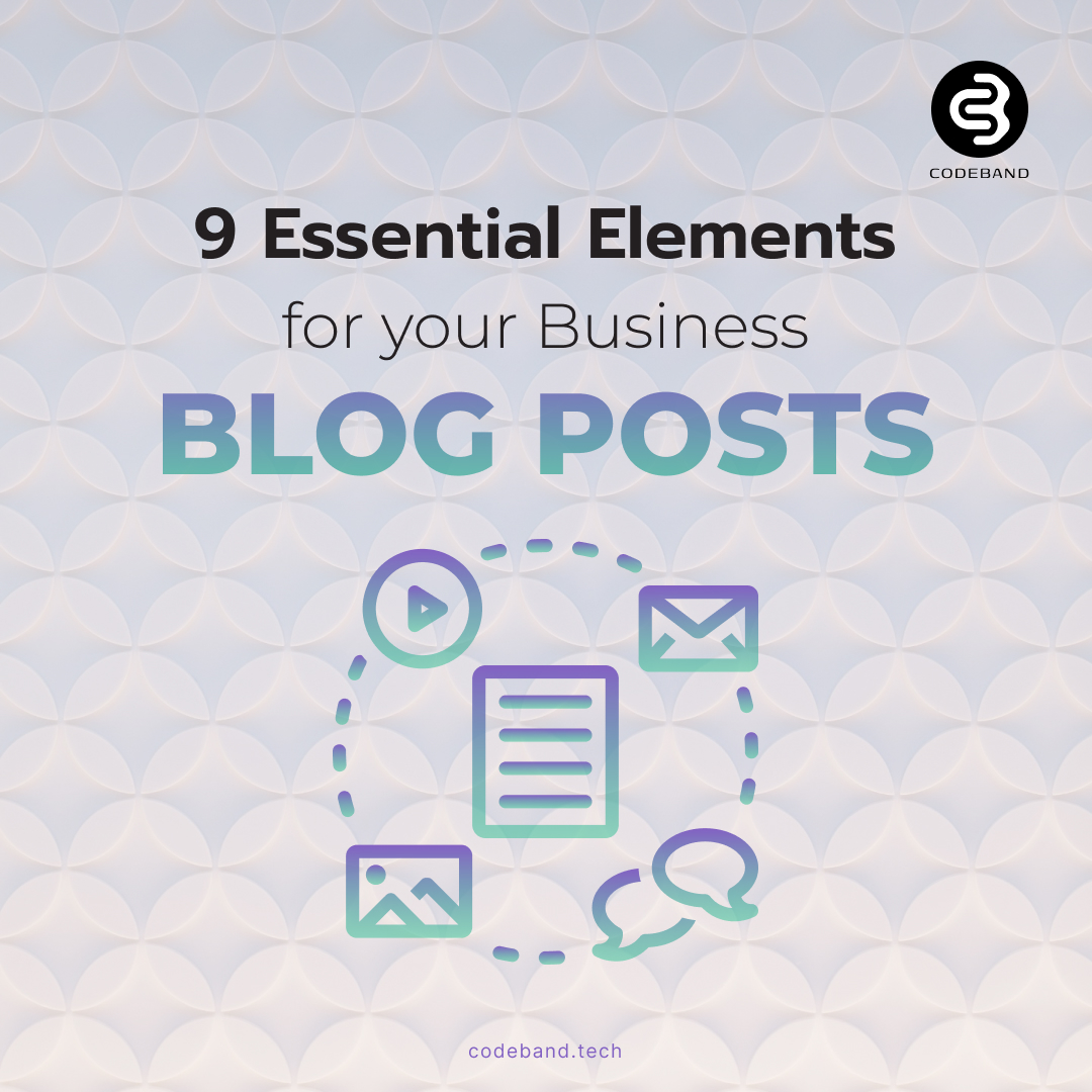 codebandtech's tweet image. Crafting Compelling Content: Unveiling the 9 Essential Elements Every Business Blog Post Needs for Success! 🚀✍️

Connect with us:

Email: info@codeband.tech
Community: lnkd.in/grGk966w
Instagram: lnkd.in/gvQaYkpK
Twitter: lnkd.in/gYFQSZDk

#codeband