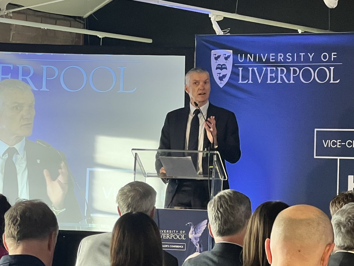 Listening to @LivUni vice-chancellor Prof Tim Jones this morning at his conference on Liverpool’s waterfront. He’s telling #LivUniConf about the university’s ambitions to work with business and industry