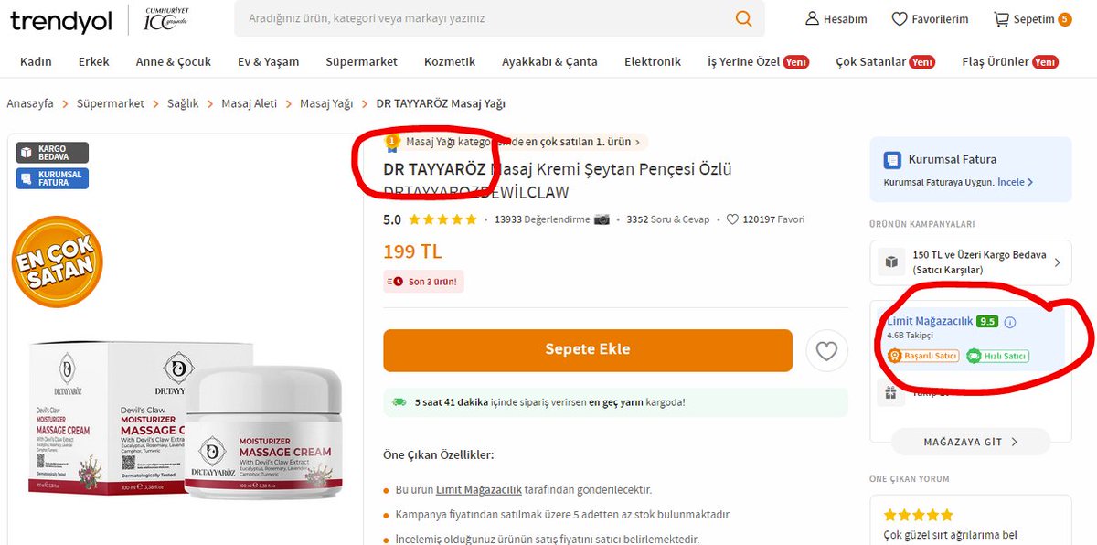 KodParcasi's tweet photo. Ve @trendyol ben bu tweeti yazarken tayyarın ürünlerini satışa kapattı. Paylaşmak için ekran görüntüsü almıştım. Fakat hala TAYYAR ÖZ markasını satan onlarca fason firma var. @trendyol hala bunları satışa kapatmadı. Markanın da satışa kapatılması gerekiyor.

43 ürünle milyonları götürüyorlar. Ürünlerin tamamı muadil ürün. Yani ismi değişmiş şekilde onlarca farklı firmada bulabilirsiniz. İşin hazin tarafı trendyolda bile tayyar öz ve özlem öz 'ü 1.1 milyon kişi takip ediyor. Muhtemelen %90'ı kadındır.

Tayyarın ürünleriyle birebir aynı ürünleri dış kabında isim değişikliği dışında aynı içerikle satan onlarca firma var. Bu işte birinci sorumlu tarım ve sağlık bakanlığıdır. Onlardan onay alarak merdivenaltı üretiyorlar bunları. Bir de @trendyol sorumludur. Tüm pazaryerleri  elimizde adam gibi bir e-ticaret kanunu olmadığı için istedikleri gibi at koşturuyorlar. E ticaret sitelerinde muska bile satılırken bunlara şaşırmamak lazım aslında.

10 yıldan uzun süredir e-ticaret sektöründe ve pazaryerlerinde olan biri olarak söylüyorum. Bu heriflerin kazandığı parayı ömür boyu yedi sülaleniz çalışsa kazanamaz. O kadar büyük paralardan bahsediyorum. Bu ürünleri alan kerizler olduğu sürece satan uyanıklar asla bitmez.
 
Tayyar ve benzeri hesaplar gıda takviyesi, bakım kremleri, çocuk mamaları gibi kategorilerde  ürünleriyle birinci sıradalar. Hem en çok satılan ürünler hem de kategori birincileri bunlar.
Milyonlarca takipçileri var. Bunların büyük çoğunluğu instagram çöplüğünden geliyor elbet.