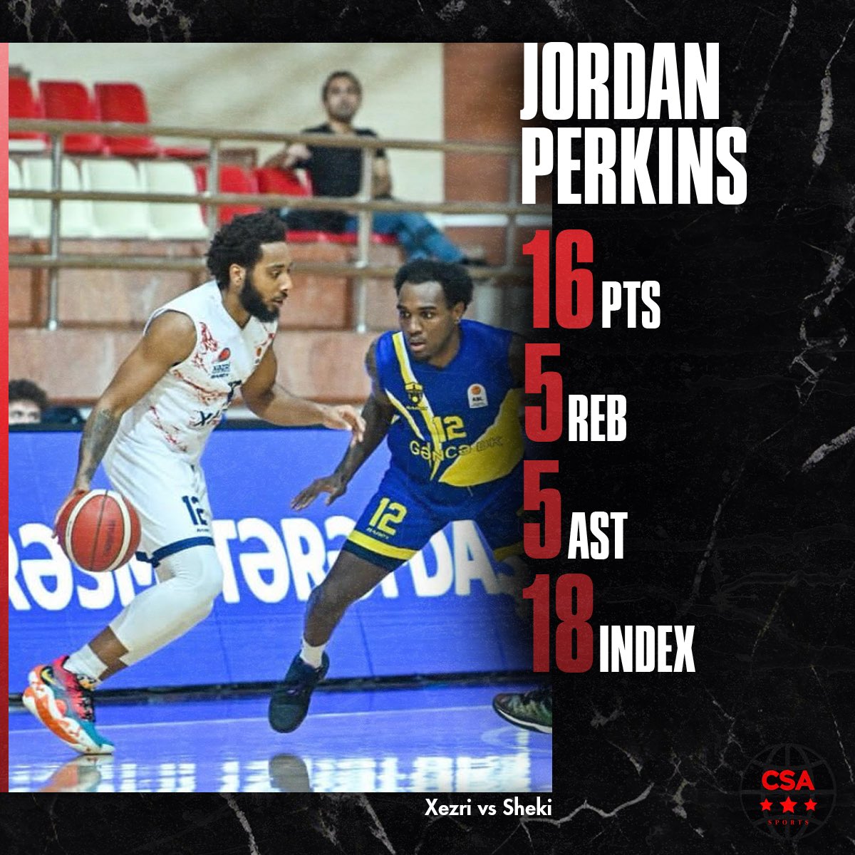 csasportsmgmt's tweet photo. Another W for @JuicePerk12 and company in Azerbaijan, the PG was solid all-around with with 16 pts, 5 rebs, 5 ast, 3 steals and a block! 🇦🇿 #csasportsmanagement https://t.co/4nOfFeOnUv
