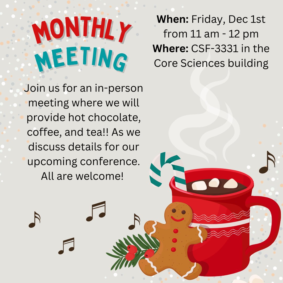 Join us for an in-person meeting this Friday!! Where we will provide hot chocolate, coffee, and tea! As we discuss details for our upcoming conference. All are welcome!