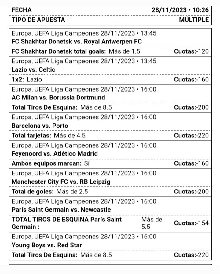 CAPODELPARLAY's tweet image. Saludos mis 8 picks de la Champions, puedes jugar a su gusto, eso SI deja tu like y RT.