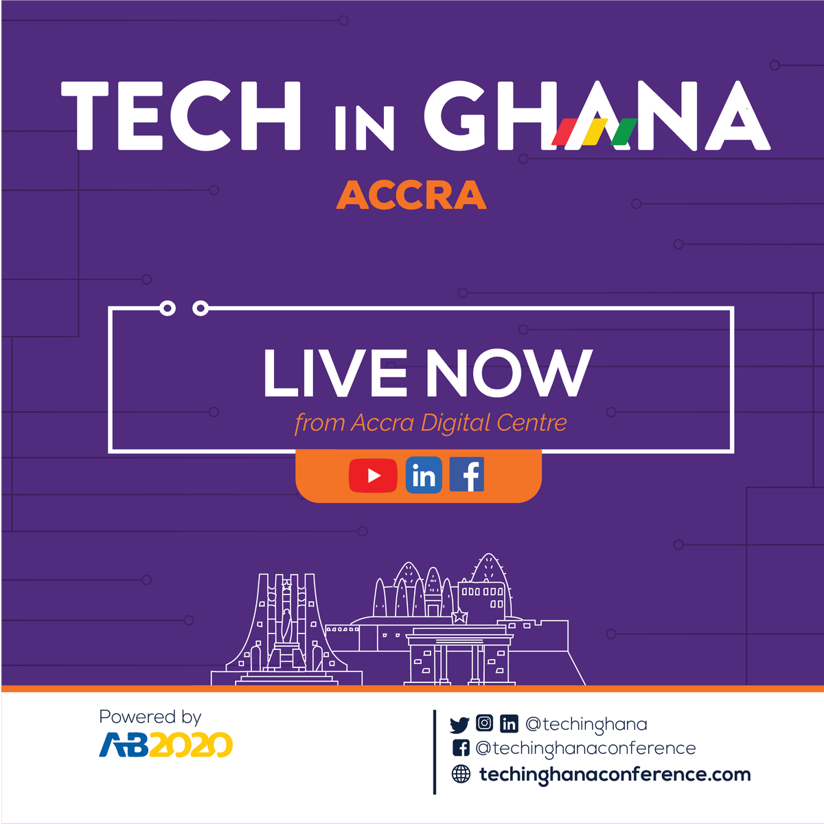Streaming LIVE NOW on YouTube, LinkedIn &amp; Facebook: Interviews with some of the Tech in Ghana speakers >>> streamyard.com/wyn9vxekmx 

#TechInGhana #live