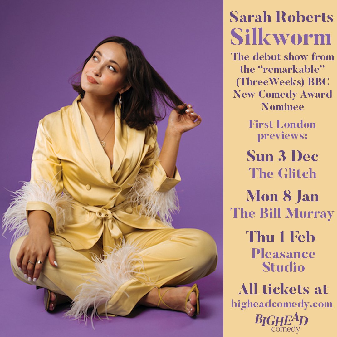✨🪱 FIRST SILKWORM THIS SUNDAY! 🪱✨ BBC New Comedy Award nominee and Leicester Square New Comedian of the Year Runner-Up @SarahRoberts_69 brings you the first London preview of her debut show Silkworm at @theglitch_se1 this Sunday night! 🎟️ link.dice.fm/wc5293faab8d