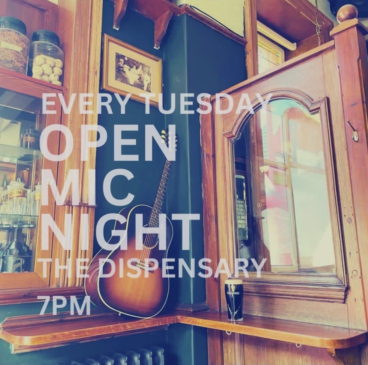 Lots of new faces down The Dispensary Pub Open Mic over the last few weeks and it brings me such joy.

Let’s keep it rolling.

Free pint for playing.

7pm