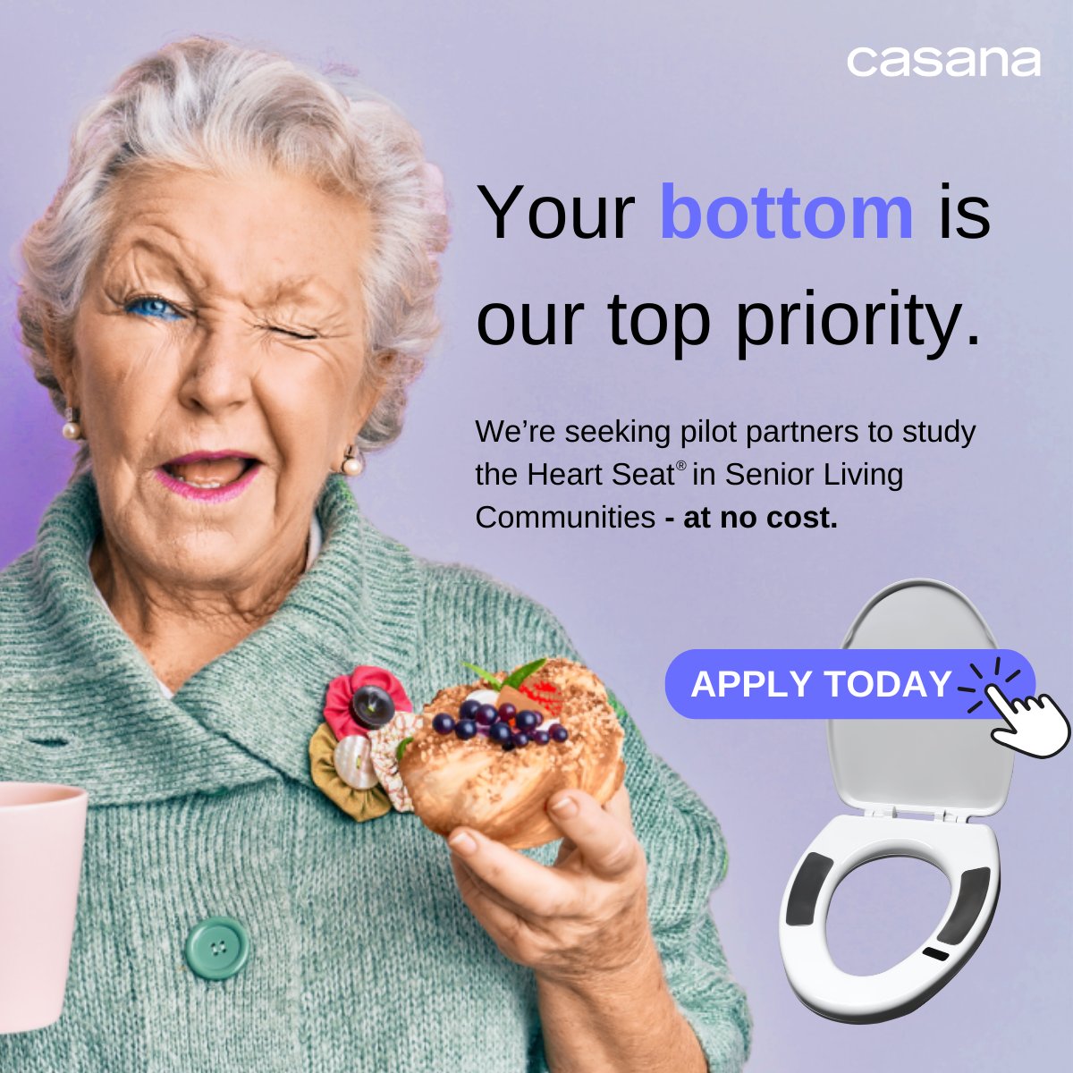 Are you a senior living community looking to make heart health monitoring more effortless for your residents? Casana is seeking innovative partners for a pilot study to explore the use of our smart toilet seat - for free. Apply today ---> bit.ly/3T2tGPk