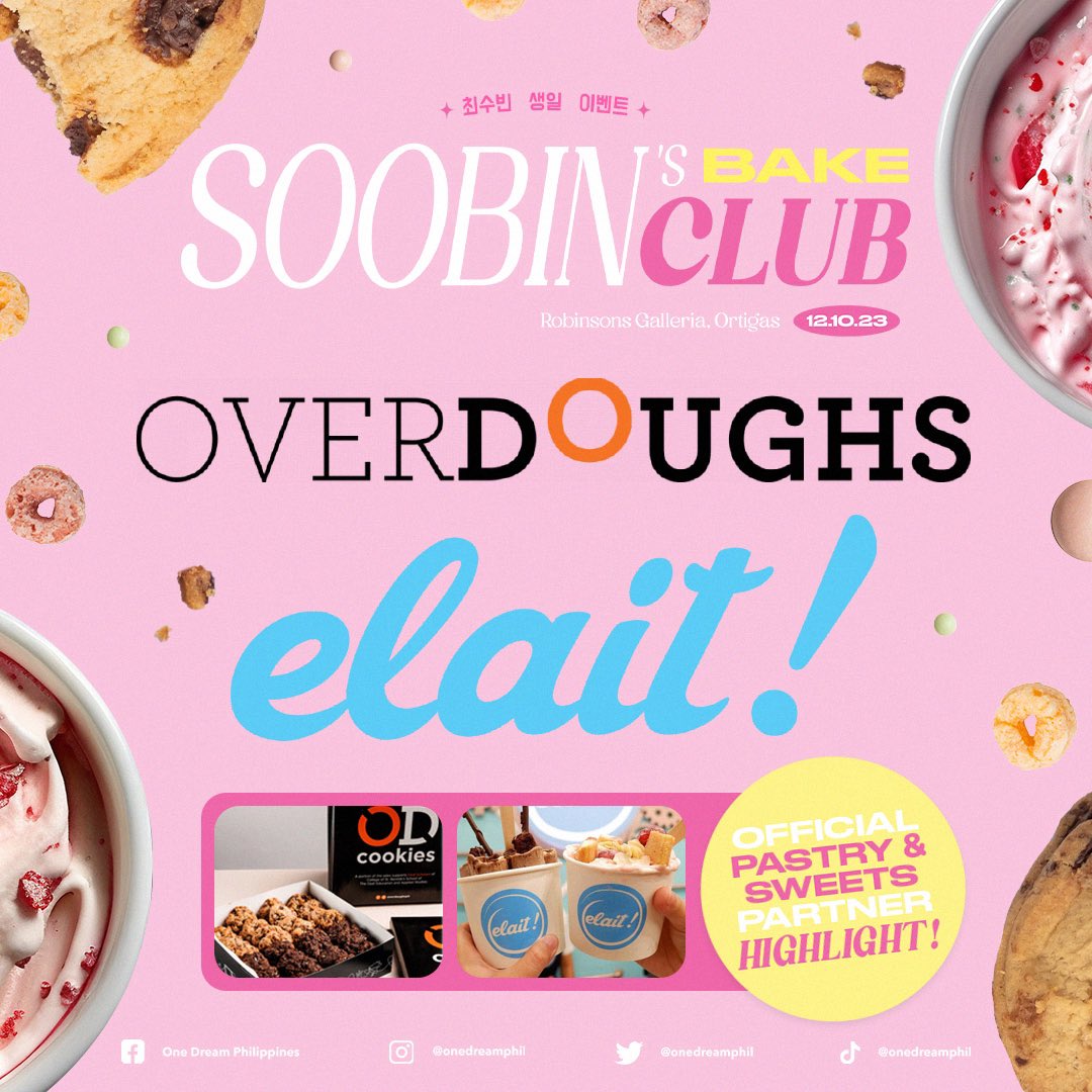 Soobin's Bake Club just got bigger 🤩

Introducing our official pastry &amp; sweets partners:
<a href="/overdoughsph/">Overdoughs PH</a> &amp; elait! 

Make sure to pass by their booth on Dec 10!

Registration: forms.gle/YLXneV3zCE1Vck… 

#SoobinsBakeClub 
#BakingWithSoobin