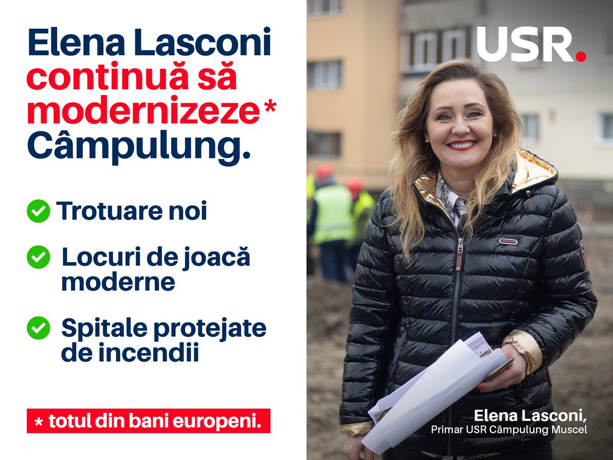 usr_oficial's tweet photo. Elena Lasconi continuă să schimbe Câmpulung Muscel ⭐ Astăzi avem vești despre 𝗦𝗽𝗶𝘁𝗮𝗹𝗲, 𝗧𝗿𝗼𝘁𝘂𝗮𝗿𝗲 și 𝗟𝗼𝗰𝘂𝗿𝗶 𝗱𝗲 𝗷𝗼𝗮𝗰𝗮̆ 👇
Asta s-a întâmplat între timp la Câmpulung:
✅ Cele 2 spitale din oraș au fost modernizate: s-au montat sisteme detectare și alarmare incendii, depășiri de oxigen.
✅ Sudul orașului a fost legat de centru prin alei pietonale. 3.100 m liniari de trotuar vor fi gata pâna la finele anului.
✅ În decembrie se finalizează proiectul "Spații de joacă pentru copii în cadrul școlilor și în comunitate"