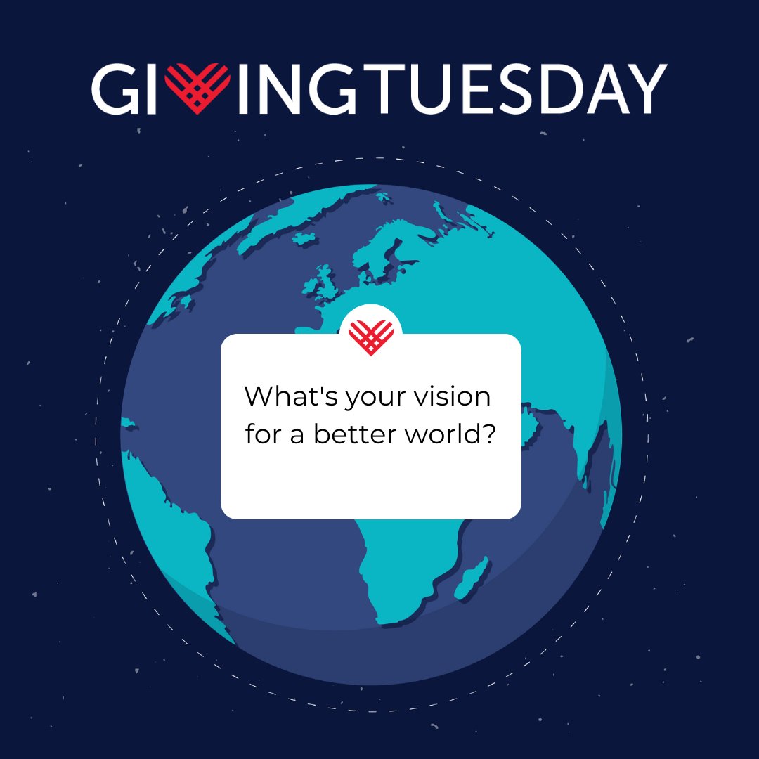 GivingTuesday's tweet image. #GivingTuesday exists to build the world we all imagine to be possible. What's your vision for a society that centers radical generosity? Tell us in the comments or tag us in your story post.
