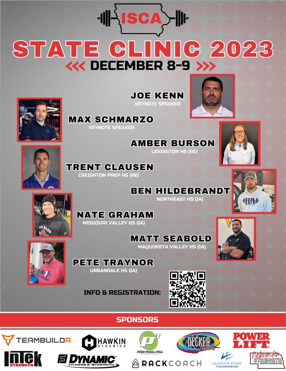 IAStrengthCoach's tweet image. The countdown is on for State Clinic 2023… Less than TWO WEEKS away!

⚡️ 2-day event
⚡️ 8 outstanding speakers
⚡️ Dynamic clinic schedule

If you haven’t registered yet, no worries - there’s still time!  Don’t miss out ⬇️

forms.gle/ruYHMMnXqLy9Hb…