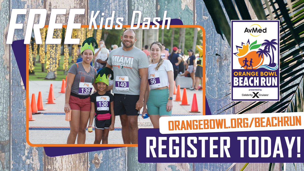 📣🗣️ FREE. KIDS. DASH. 📅 December 2, 2023 📍 South Pointe Park ⏰ 7:30 AM There’s something for everyone… don’t wait, register TODAY More info: 🔗 orangebowl.org/beachrun