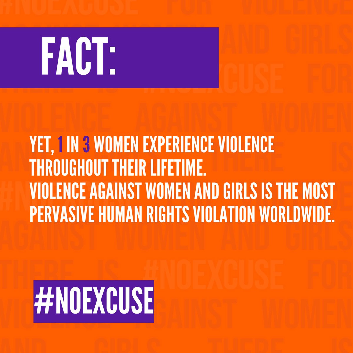 Violence against women and girls: a global scourge: 1 woman in three (76 million) suffers physical, and/or sexual violence at the hands of her intimate partner? Unacceptable! Let's invest in preventing violence in our couples! #16days #NoExcuse