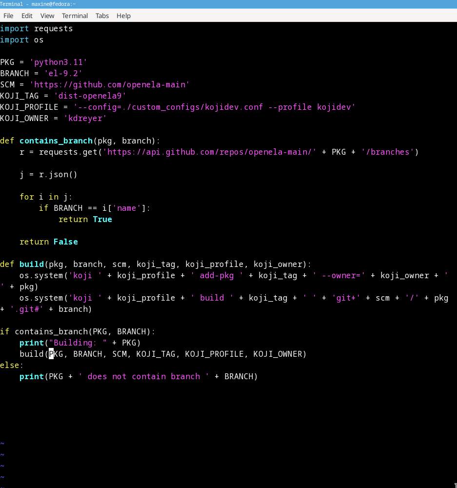 maxinehayes90's tweet image. I've been working on some tools to help me import OpenELA packages into Koji. I wrote a script in Python to make this easier.
#linuxengineer #enterprise #linux #openela