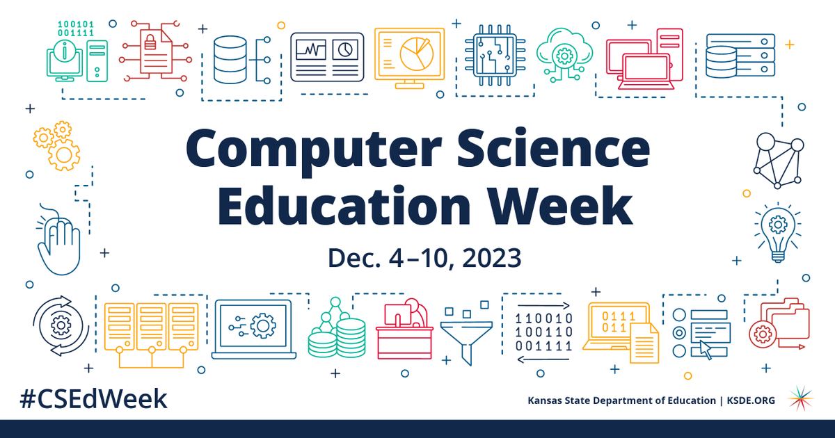 Today we kick off Computer Science Education Week! From Dec. 4-10, we celebrate the doors opened by K-12 computer science education.

Share how you are inspiring students to explore computer science this week with #CSEdWeek and #KansansCan!