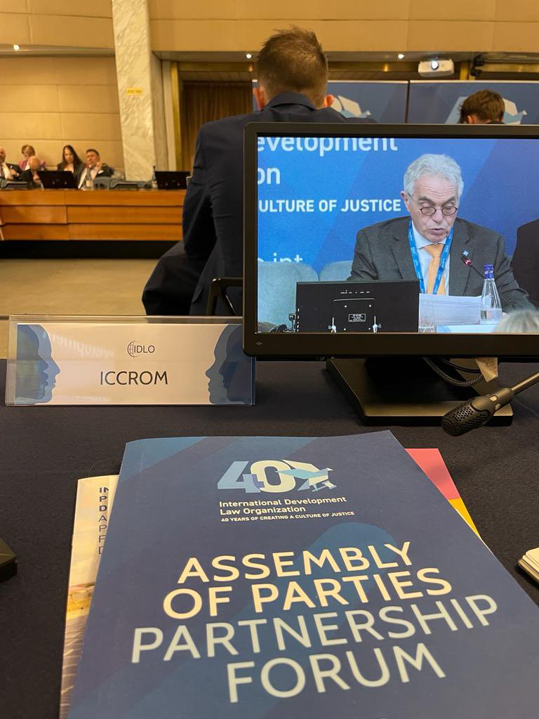 ICCROM's tweet photo. Today #ICCROM joins the @IDLO Assembly of Parties and Partnership Forum.
This year they celebrate 40 years of creating a culture of justice 👏.
Congratulations for your many achievements and we are excited to see how we can work together for a better future. #IDLO40Years https://t.co/50S374Qczw