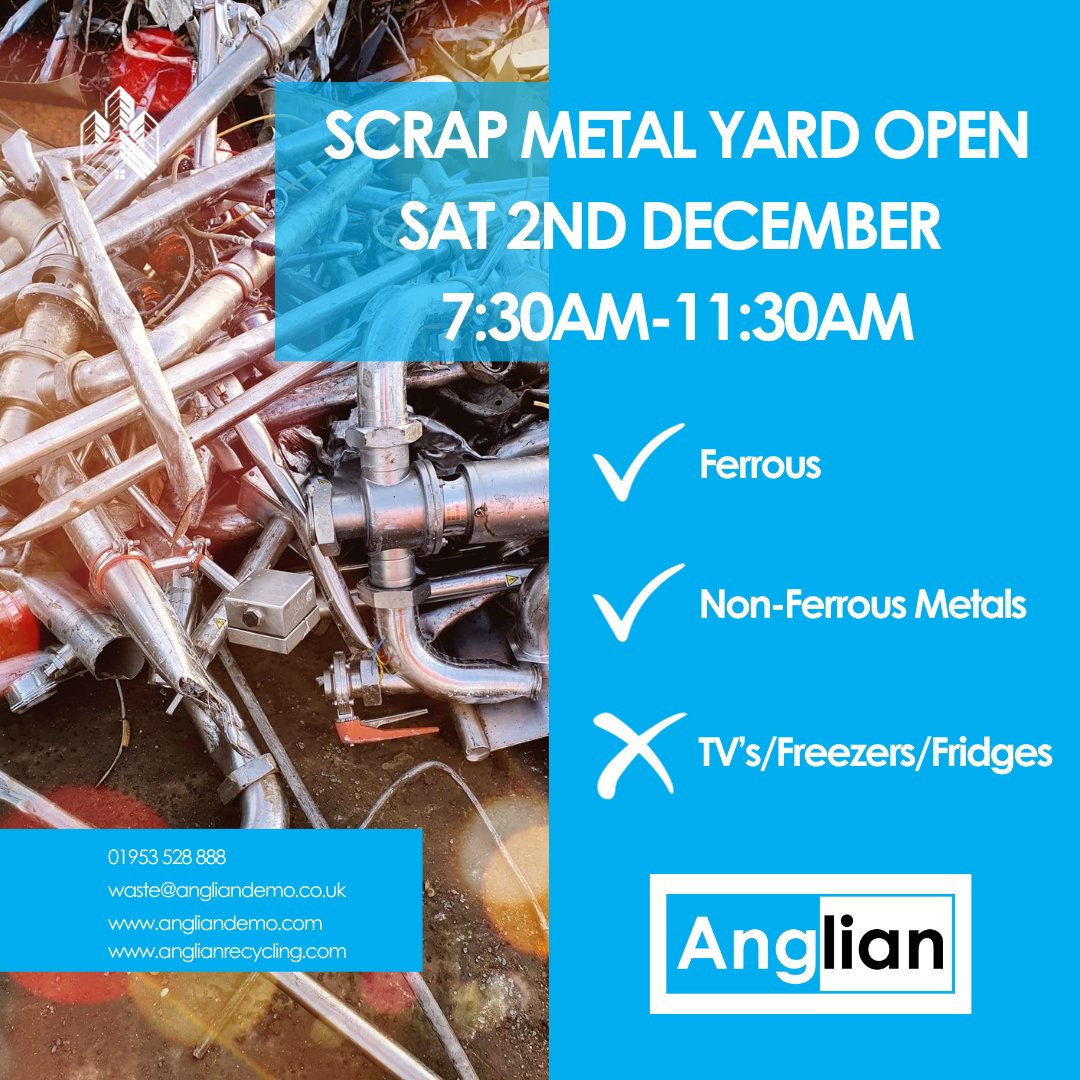 💵💰Looking to make some extra cash before Christmas?💰💵

Our scrap metal yard is open this Sat 2nd Dec 7:30am - 11:30am!  

Same day bank transfer payments! 

#metalrecycling #wastemanagement #scrapmetal #Christmas #recycle