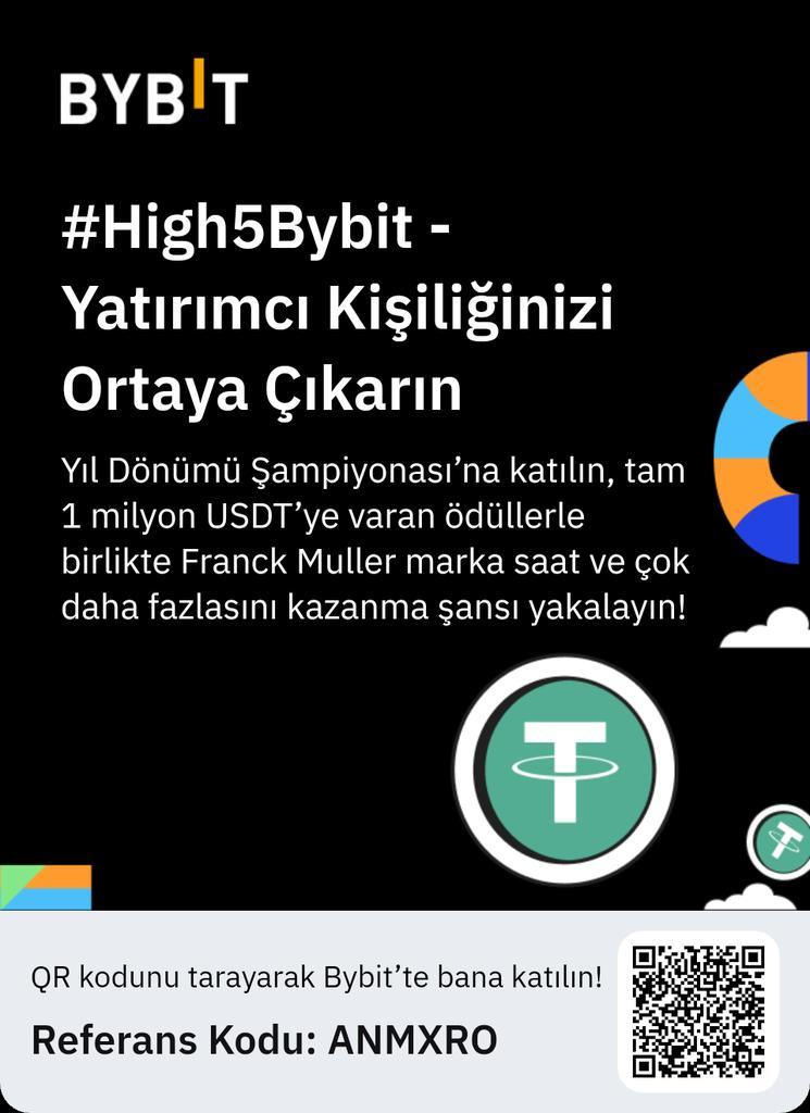 #High5Bybit - Yatırımcı Kişiliğinizi Ortaya ÇıkarınYıl Dönümü Şampiyonası’na katılın, tam 1 milyon USDT’ye varan ödüllerle birlikte Franck Muller marka saat ve çok daha fazlasını kazanma şansı yakalayın! bybit.com/tr-TR/High5Byb…
bybit.com/tr-TR/High5Byb…