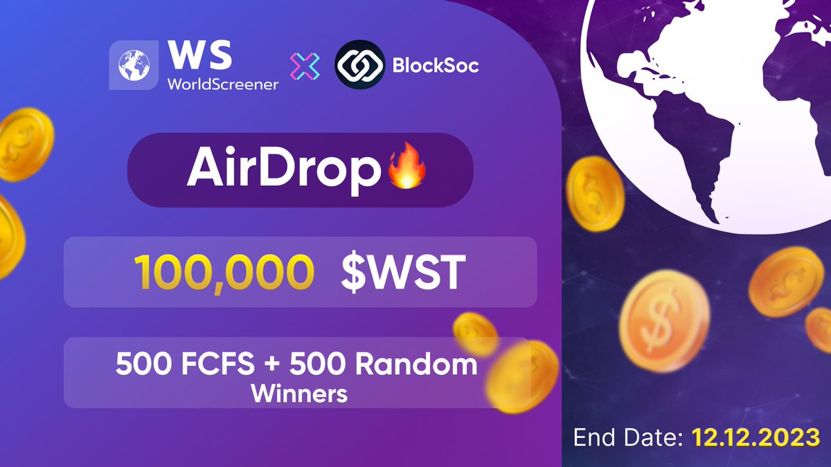 BlockSoc💎 (@blocksocc) on Twitter photo 💎 #Airdrop 💎
<a href="/WST_Token/">WorldScreener</a> × <a href="/BlockSocc/">BlockSoc💎</a>
🪙 100,000 $WST Token
for 500 FCFS + 500 Random winners🤑
✅ Follow
<a href="/WST_Token/">WorldScreener</a> × <a href="/BlockSocc/">BlockSoc💎</a>
• RT & Like
• Tag 3 Friends
• Fill the Form - forms.gle/BHCo5xianDbVVR…
⏰ 12.12
Distribution of tokens after listing
#airdrop #wst 💎 #Airdrop 💎
<a href="/WST_Token/">WorldScreener</a> × <a href="/BlockSocc/">BlockSoc💎</a>
🪙 100,000 $WST Token
for 500 FCFS + 500 Random winners🤑
✅ Follow
<a href="/WST_Token/">WorldScreener</a> × <a href="/BlockSocc/">BlockSoc💎</a>
• RT & Like
• Tag 3 Friends
• Fill the Form - forms.gle/BHCo5xianDbVVR…
⏰ 12.12
Distribution of tokens after listing
#airdrop #wst