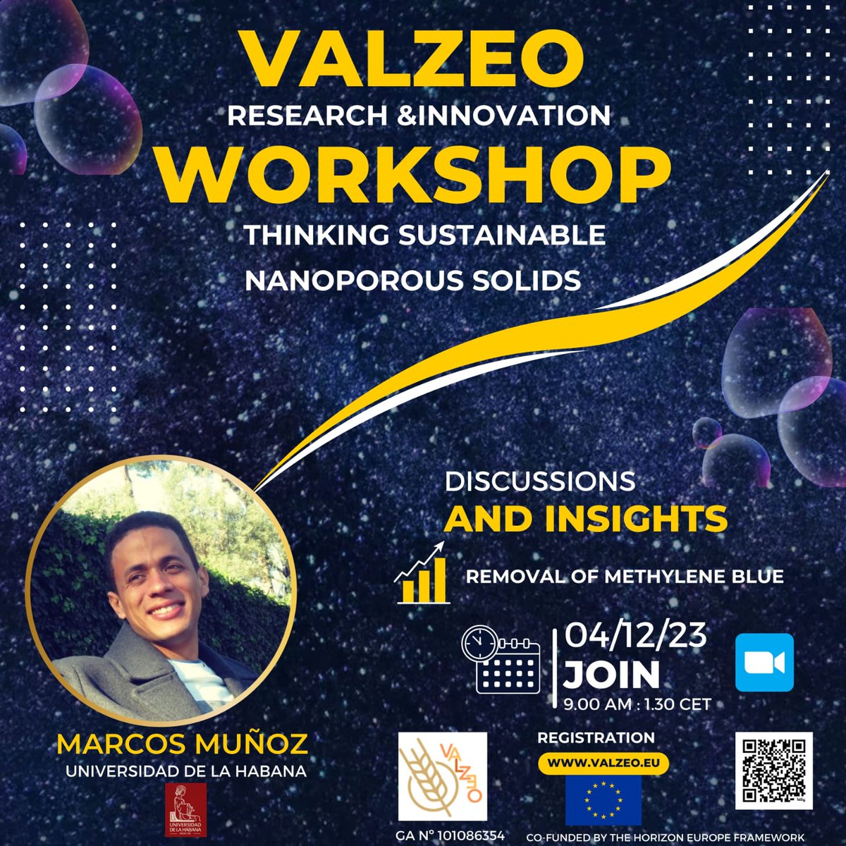 Valzeo_23's tweet photo. 📢 Join us on Dec 4, 2023 for an exciting #VALZEO workshop on #NanoporousSolids for #EnvironmentalApplications! Explore the potential of MOFs and Zeolites in #environmentalremediation and #biofuelproduction. 
Register https://t.co/WGXwujyPXd
#VALZEOWorkshop #Seville #Spain https://t.co/Ze3ry0LRBa