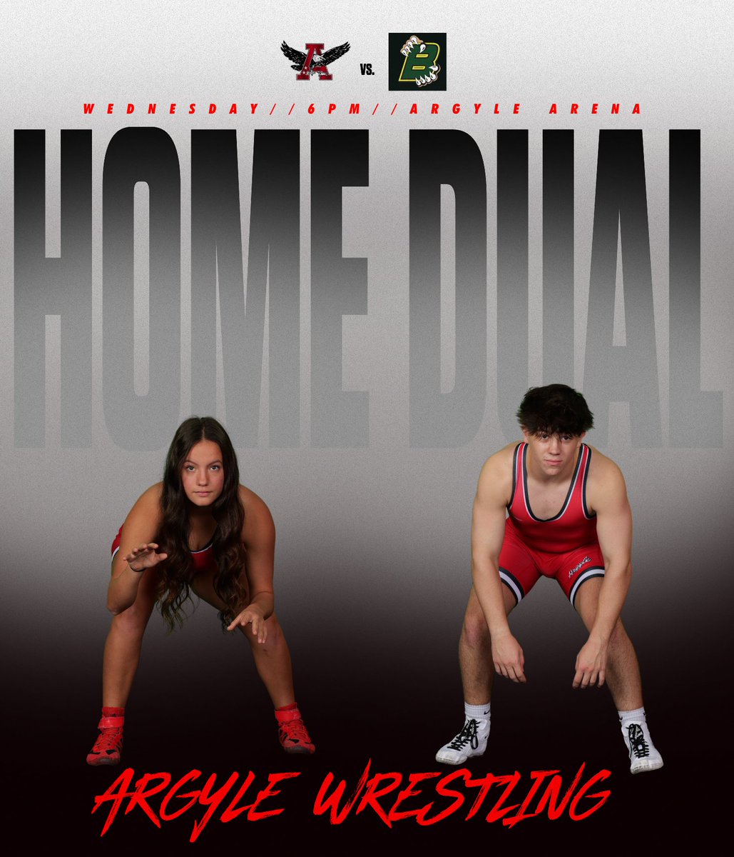 Come out and watch the Argyle Wrestling team compete in our first Home Dual of the season. 
 Argyle vs. Benbrook
 SHOW UP AND BE LOUD!!