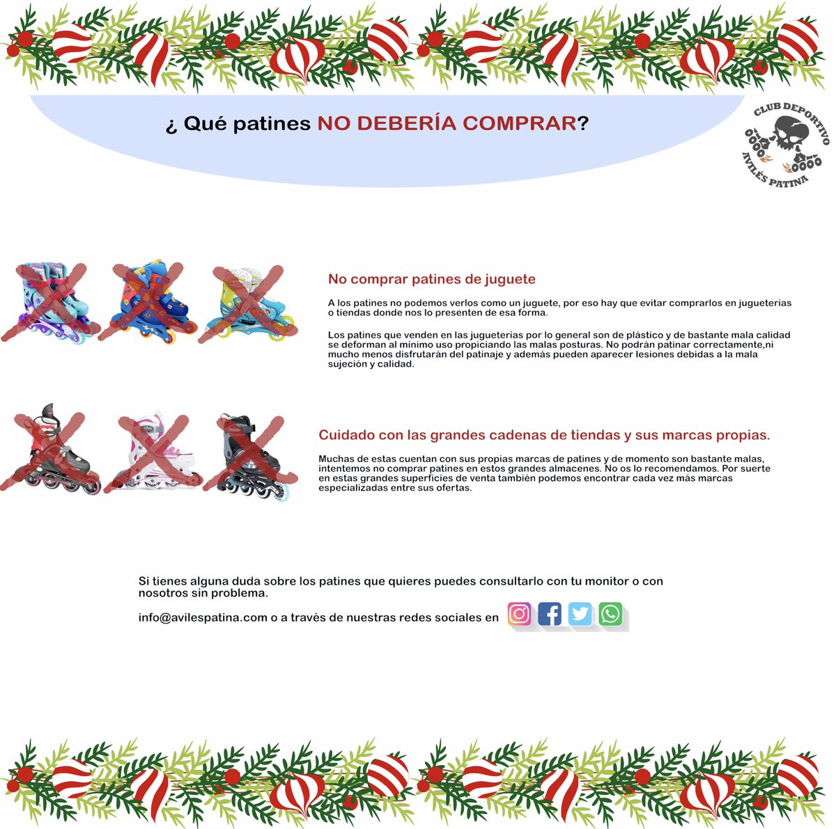 patina_b's tweet photo. Porque Papá Noel está cerca... Te informamos sobre patines. @AytoAviles  @AvilesPatin https://t.co/nG4sF028AT